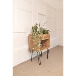 Reclaimed Wood Indoor Planter With Hairpin Legs - Handmade Storage Unit - thumbnail 3