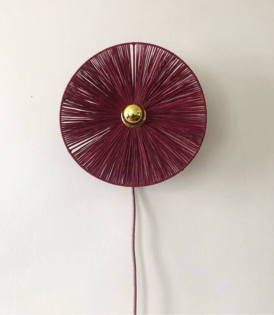 Nomadic Light Wall Lamp in Burgundy Raffia Fiore Rosso - image 1