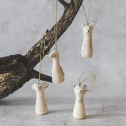 Christmas Tree Domestic Animals Holiday Decor Handmade Ornaments, Dog, Cat, Mouse, Duck - thumbnail 2