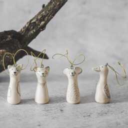 Christmas Tree Domestic Animals Holiday Decor Handmade Ornaments, Dog, Cat, Mouse, Duck - thumbnail 1