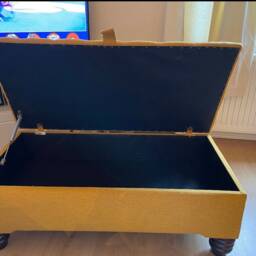 Handmade Chesterfield Storage Ottoman Linen Fabric Footstool - thumbnail 2
