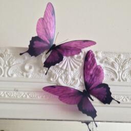 4 Plum Damson Flying 3D Butterflies Wall Mounted Butterfly Art Home Accessories Removable Decorations - thumbnail 2