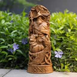 Hand Carved Oak Odin Statue Norse God Altar, Viking Decor - thumbnail 1