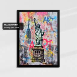 statue Of Liberty New York City Graffiti Art Painting Framed Poster Print & Canvas Wall Decor Bedroom Home Interior Nyc Gift Idea - thumbnail 2
