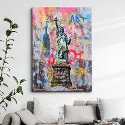 statue Of Liberty New York City Graffiti Art Painting Framed Poster Print & Canvas Wall Decor Bedroom Home Interior Nyc Gift Idea - thumbnail 1