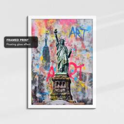 statue Of Liberty New York City Graffiti Art Painting Framed Poster Print & Canvas Wall Decor Bedroom Home Interior Nyc Gift Idea - thumbnail 3