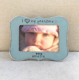 Personalized Grandma Picture Frame Hand Stamped Distressed Wood - thumbnail 1