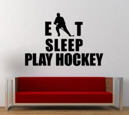 Eat Sleep Play Ice Hockey Repeat Sport Game Fun Outdoors Wall Decal Sticker Vinyl Mural Leaving Bedroom Room Home Decor Free Shipping L306 - thumbnail 1