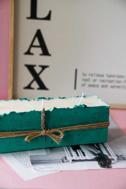 xl Concrete Candle Handmade Lavender Soy Wax, Modern Home Decor - image 1