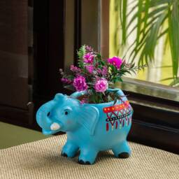 Handmade Terracotta Cow Planter Pot, Forest Fables Collection - thumbnail 3