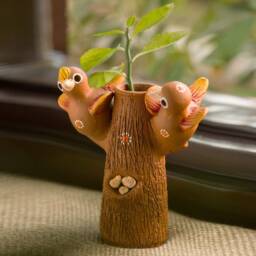 Handmade Terracotta Cow Planter Pot, Forest Fables Collection - thumbnail 1