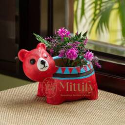 Handmade Terracotta Cow Planter Pot, Forest Fables Collection - thumbnail 2