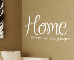 Home Where Our Story Begins Family Love Living Room Vinyl Large Wall Decal Lettering Art Mural Decor Quote Sticker Saying Decoration H08 - thumbnail 1