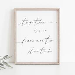 Together Is Our Favourite Place To Be, Love Print, Living Room Bedroom Wall Art, Hallway, Modern Neutral Decor, Anniversary Gift - thumbnail 1