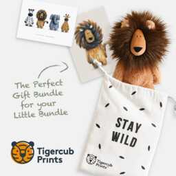 Lion Baby Gift Set - Plush Toy, Art Print, Eco Bag - thumbnail 2