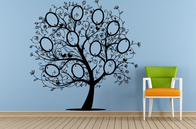 Big Family Tree Picture Frame Birds Floral Flower Pattern Window Wall Decal Vinyl Sticker Mural Room Decor L1728 - image 1