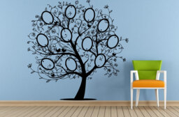 Big Family Tree Picture Frame Birds Floral Flower Pattern Window Wall Decal Vinyl Sticker Mural Room Decor L1728 - thumbnail 1