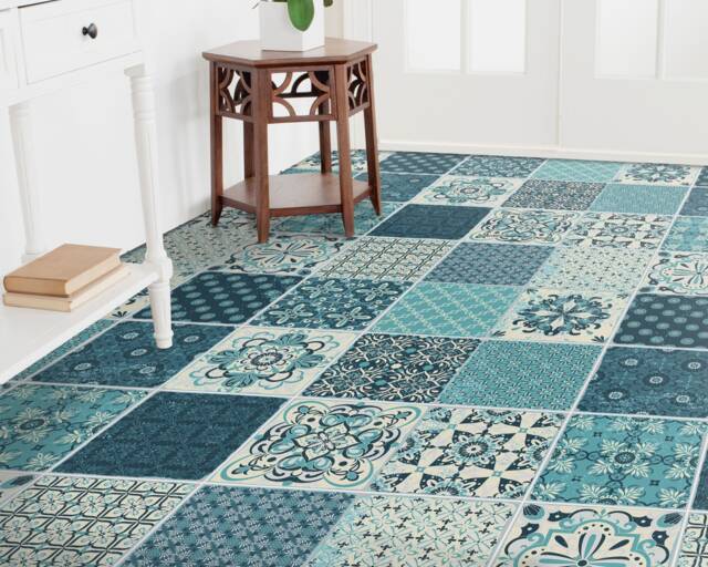 Portugal Classic Taco Tiles Vinyl Flooring, Blue Art Floor, White Baby Shower Ideas, Patchwork Ideas For Work, Homecoming Proposal - image 1