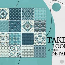 Portugal Classic Taco Tiles Vinyl Flooring, Blue Art Floor, White Baby Shower Ideas, Patchwork Ideas For Work, Homecoming Proposal - thumbnail 2