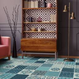 Portugal Classic Taco Tiles Vinyl Flooring, Blue Art Floor, White Baby Shower Ideas, Patchwork Ideas For Work, Homecoming Proposal - thumbnail 3