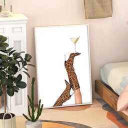Leopard Boots Martini Art Canvas Poster, Wall Art, Apartment Aesthetic Decor, Retro Home Printed Gift - thumbnail 3