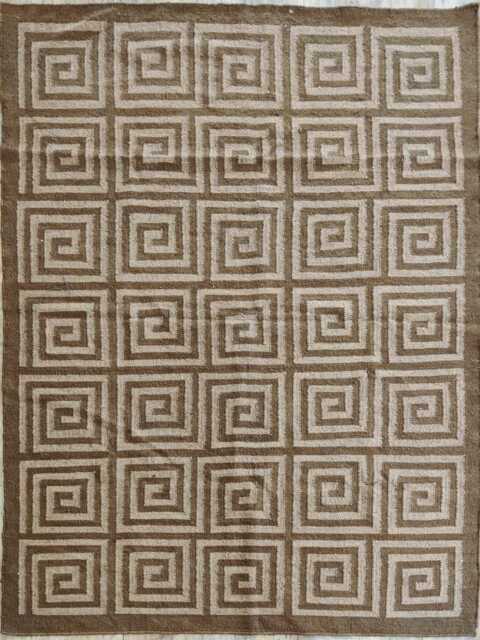 Geometric Spiral Wool Jute Flatweave Rug in Natural Beige & Brown - image 1