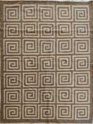 Geometric Spiral Wool Jute Flatweave Rug in Natural Beige & Brown - thumbnail 1