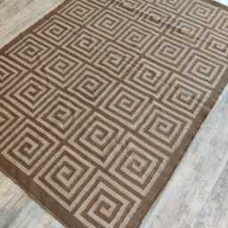 Geometric Spiral Wool Jute Flatweave Rug in Natural Beige & Brown - thumbnail 2