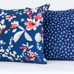 Vern Yip Floral Pillow Cover, Navy Blue Red Linen - thumbnail 4