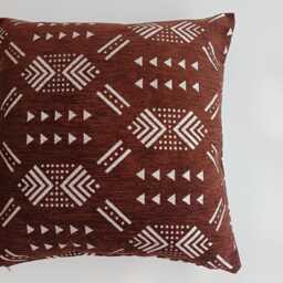 Moroccan Velvet Cushion Cover, Handmade Brocade Deep Brown Pillow Case, Decorative 20''x20''/50x50 cm - thumbnail 2
