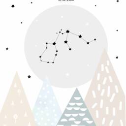 Birth Announcement, Children's Room Poster, Birth Gift, Baptism Zodiac Sign Picture, Name, Mountains, Stars Poster - thumbnail 3