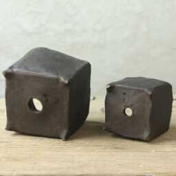 Set Of Small Black Glazed Stoneware Pots For Cacti, Succulents/Handmade With Artisan Technique - thumbnail 3