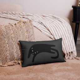 Throw Pillow Black Cat Home Decor Folk Art Modern Abstract Gothic Print Quirky Whimsical Cute Housewarming Birthday Gifts For People - thumbnail 1