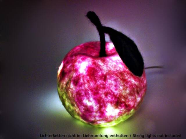 Pink Felted Apple. Night Light For Children's Room - image 1