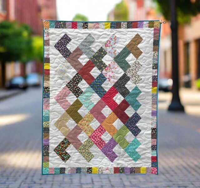 Bright Angles Quilt Pattern - Modern Geometric Scrappy Throw - PDF Download - image 1