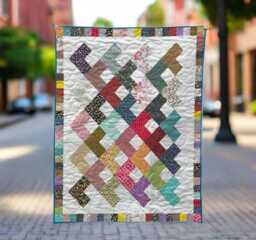 Bright Angles Quilt Pattern - Modern Geometric Scrappy Throw - PDF Download - thumbnail 1