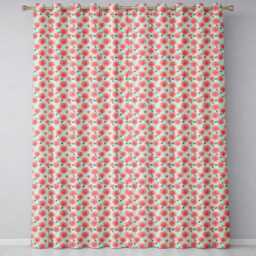Peach Dahlia Floral Light Blue Background Seamless Pattern Elegant Readymade Eyelet Ring Top Thermal 100% Blackout Curtains - thumbnail 2