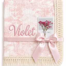 Personalised Baby Girl Blanket, Floral Embroidered Newborn Shower Gift - thumbnail 4