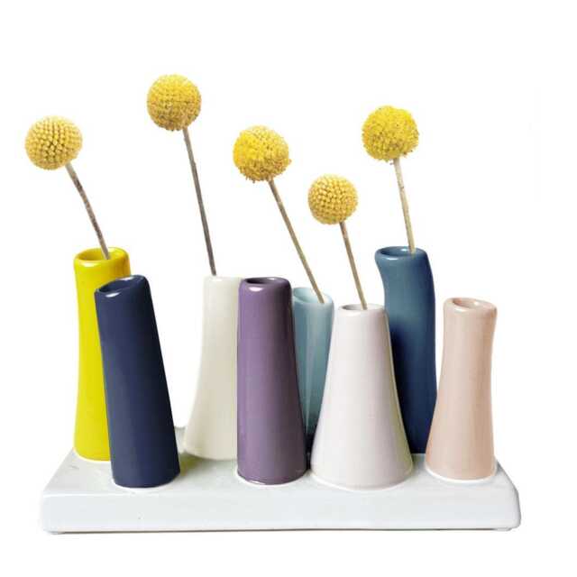 Set Of 8 Mustard Tube Bud Vases - image 1