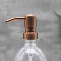 Refillable Plastic Dispenser Bottle Copper Pump, Vintage Style Label - thumbnail 4