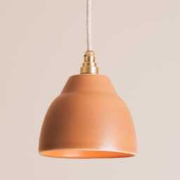 Small Terracotta Element Pendant Light in Ceramic & Brass/Nickel