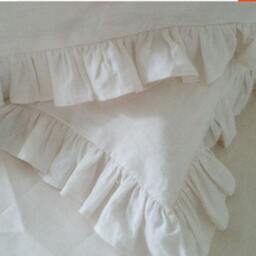 Ruffle Pillow Covers, Cream Linen Ruffle Accented Sham Protector - thumbnail 2