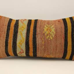 Vintage Kilim Lumbar Pillow Cover, Handwoven Wool - 10x20 - thumbnail 2