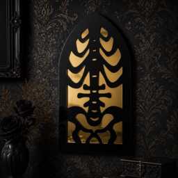 Gothic Skeleton Cathedral Mirror - Dark Academia Wall Art, Alternative Decor - thumbnail 2