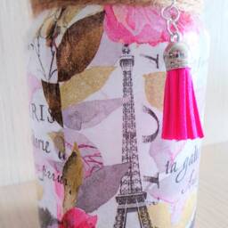 Paris Eiffel Tower Lantern Pink Floral Decoupage Candle Holder - thumbnail 3