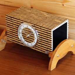 Bamboo Mantel Clock - New 30cm Handmade Mid Century Vintage Country Unique Wooden Desk Gift Off The Wall Clocks - thumbnail 2