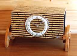 Bamboo Mantel Clock - New 30cm Handmade Mid Century Vintage Country Unique Wooden Desk Gift Off The Wall Clocks