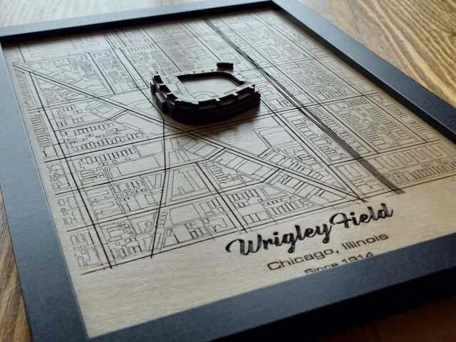 Wrigley Field Wall Art Laser Engraved Wood, Chicago Cubs Gift - image 1