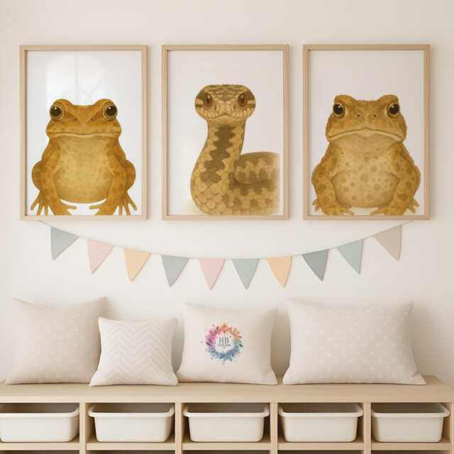Forest Animal Prints - 30 Design Choices, Frog Adder Toad, Baby Bedroom Decor, Boys Girls, Woodland Nursery Prints, Kids Room Wall Art - image 1