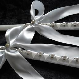 Orthodox Wedding Candles, Greece Ivory Greek Lambathes, Lambade Baptism, Swarovski Crystal Candles - thumbnail 3